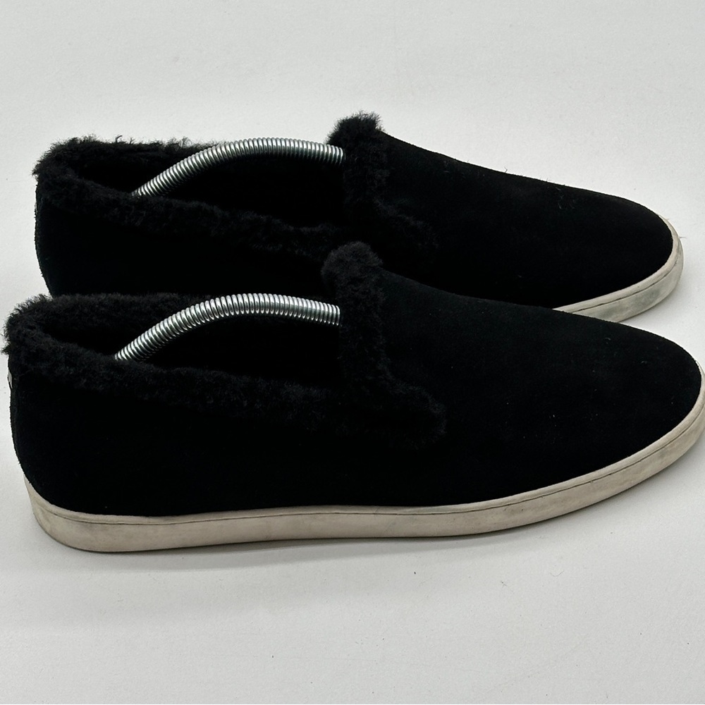 Birdies Black Suede Shearling Lined Slip On Loafer Sneakers Womens size 12